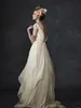 Греция Свадебные платья на пляже без спины V Шея течет винтажное Boho Bridal Dress a Line Vintage Греческая Богиня Свадебное платье Summer S219Y