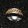 316L Edelstahl IP Gold Überzogene Hohe polierte Männer Mode Ringe Silber / Gold 8mm Größe 6-15