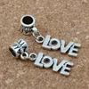 100Pcs Antique Silver Single Side LOVE Alloy Dangle Charms Beads For Jewelry Making Bracelet Necklace Findings 8x33mm