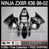 緑の炎8ギフト+ボディfor Kawasaki ZX6R 98-02 ZX636 ZX 636 MY40 ZX-6R ZX 6R BLACK 98 99 00 01 02 1998 1999 2000 2000 2002フェアリング