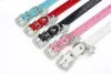 Croc Leather Dog Collars Leather Dog Cat Puppy Collar حجر الراين قلادة الحيوانات الأليفة