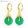 (421E) MGFam Clássico Beleza Verde Malaio Brincos De Jade Para As Mulheres Gota Redonda de Alta qualidade 24k Puro Banhado A Ouro