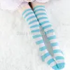 1 par Sexy New Over The Knee High Long Stocking Striped 3 Color 2014 Winter Warm Stocking para damas mujeres