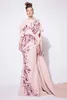 Elegant Chiffon Flower Equin Aftonklänningar Pink Formell klänning Lång längd Azzi och Osta 2016 Prom Dress Arabic Middle Eastern STY4658963