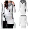 Wholesale- New Style in Autumn 2017 Womens Casual Hoody Hoodie Patch work Sweatshirt Hooded Sweater Ladies Pullover Jumper Coat