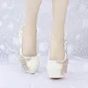 Custom Made New Ivory Pearl Wedding Shoes Round Toe Platforms Phoenix Rhinestone Bridal Dress Shoes Banquet Prom Pumps