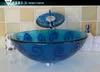 Bathroom tempered glass sink handcraft counter top round basin wash basins cloakroom shampoo vessel bowl HX003
