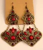 hot sales Vintage Tibetan Silver/Bronze Resin Gem diamond earrings Bohemia style jewelry mixed 25 style 25Pairs/lot