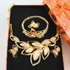 African Jewelry Vintage Jewelry Gold Plated Leaf Shape Necklace Set Fashion Wedding Elegant Costume Jewelry Set