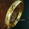 23ct geelgouden GF Chinese snijwerk Bruiloft open Bangle armband G103