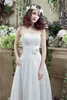 2016 Lace Short Wedding Dresses Strapless A Line Sexy Back with Handmade Flower Ankle Length Summer Beach Cheap Bridal Gowns CPS240