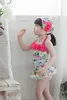 Summer girls bathing suit Condole belt and short skirt children onepiece swimsuit sweet printing with flowers kids swimwear 90142389283