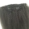 Klipp i mänskliga hårförlängningar mongoliska hår italienska yaki kinky rak klipp i hårförlängningar kinky grova clip ins
