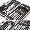 12 stks Nail care Tools Leather Case voor Persoonlijke Manicure Pedicure Set Travel Grooming Kit Tools Met Retail pakket DHL Gratis Verzending