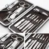 12pcs Nail care Tools Leather Case for Personal Manicure & Pedicure Set Travel & Grooming Kit Tools With Retail package DHL Free Shipping