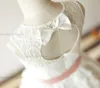 Kleider Spitze Rosette Schlüsselloch Blumenmädchen Kleid/Kommunion/Taufe/Junior Brautjungfernkleid/Baby Mädchen Kleid/Rouge rosa Schärpe/Bogen