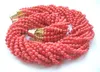 P3659 - 18" 12row 4-5mm orange round coral necklace - GP magnet clasp