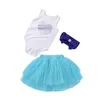 Vestiti per neonate estive Set Neonato a forma di cuore Pagliaccetto Tuta Tutu Gonna Bowknot Fascia per capelli 3 pezzi Abbigliamento per bambini Set 2 colori