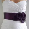 Kraj Vintage Bridal Sash Grape Fioletowy Handmade Kwiaty Koraliki Powrót Krawat Regulowany Suknia Ślubna Pasek Brides Accessaries