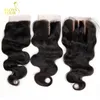 Gratis / Midden / 3 Deel Braziliaanse Body Wave Lace Sluiting Grade 6A Maagd Braziliaanse Menselijk Haar Sluiting Goedkope Kant Top Closures Maat 4 "X4"