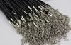 Cheap Black Wax Leather Snake Necklace Beading Cord String Rope Wire 45cm Extender Chain with Lobster Clasp DIY jewelry components