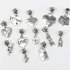 120pcs / lot mix tibetansk silver kärlek / hjärta stora hål pärlor passar europeiska charm armband smycken diy b319-b945