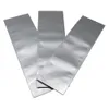 200pcs / lot silver öppen topp ren aluminiumfoliepaketpåse mylar värme tätning mellanmål kaffe pulver lagring påsar livsmedelsbutik packar påsar