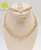 Free Shipping Dubai 18K Gold Plated Heart Shape Necklace Set Fashion Crystal Wedding Bridal Costume Jewelry Ses