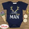 "Little Man" Brief Drucken Ins Kids Black Strampler Baby Infant Jungen Mädchen Hirsch Bodysuit Strampler Overall Outfits Weihnachten Baby Cartoon Strampler