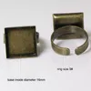 BeadSnice Mode-sieraden Componenten Vierkante Ring Bezel Base DIY Brass Ring Blanks Verstelbare lege ringbasis voor handgemaakte ID 32249