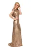 Sequins Short Sleeve Gold Bridesmaid Dresses Long Length Cheap Bridesmaid Dress Backless Sheath Prom Gown Wedding Party Dress