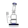 Best quality blue and clear color glass Bong glass water pipe with honeycomb percolator 7inches 18mm joint