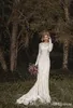 Элегантные кружевные богемные длинные рукавы 2019 свадебные платья прозрачная шея