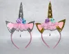 50 sztuk Baby Headbands Dziewczyny Kwiat Blask Unicorn Party Hairbands Dzieci Glitter Akcesoria Do Włosów Księżniczka Fotografia Head Bands FJ3150