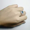 Yhamni Luxury 1CT 6mm Natural Blue Gem Stone Rings for Women Real 925 Sterling Silver CZ Diamond verloving Wedding Rings KR1544716516