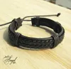Double Genuine Leather Wrap Braided Bracelets wide Punk bangle Hemp Wristband Fashion Men women Handmade New wholesale 12pcs
