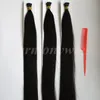 Pre Bonded Stick I Wskazówka Brazylijski Ludzki Przedłużanie włosów 100g 100strands 18 20 22 24 cali # 1b / Off Black Indian Produkty do włosów