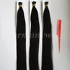 Pre Bonded I Tips Brasilianska Human Hair Extensions 50g 50Strands 20 22inch # 1b / Off Black Indian Rak Hårprodukter