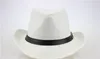 New Summer Solid Straw Hat with leather Belt Designer Cowboy Panama Hat Cap 6pcs/lot Free Shipping