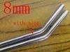 200PCS / Lot DHL Gratis Frakt 8MX215mm Rostfritt Stål Böj Straw Metal Drinking Straws 8.5 "Med Slot