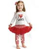 Ragazze che amo Santa 2 pezzo set adatta bambini tutu di natale vestito bambini natale manica lunga in cotone T shirt ragazza dots leggings J101302 #