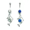 Gloednieuwe Belly Button Rings Roestvrijstalen Dangle 2 Kleur Crystal Dolphin Navel Body Piercing Sieraden