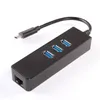 USB 3.1 Type C type-c to Gigabit Ethernet Network +USB 3.0 Hub 3-port Cable LAN Adapter Black For Macbook & Chromebook