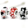 3pcs جديدة S925 Sterling Silver Black and White M-Key Charm Murano Glass Beads Fit European Jewel Pandora Charm Pendant 2421