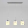 Dining Room Glass Pendant Lamp Square Cube Shade Modern Delineated Kitchen Hanging Light