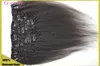 12-26inch 100g Indidan Full Head Clip in Human Hair Extension kinky straight natural Color Clip On Human Hair weft G-EASY
