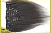 12-26 inch 100g Indidan Volledige Hoofd Clip in Human Hair Extension kinky straight natuurlijke Kleur Clip op Menselijk Haar inslag G-EASY