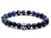 2015 nuovo design gioielli di alta qualità all'ingrosso 8mm naturale blu vene pietra perline teschio bracciali regali per uomini e donne