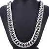 22''- 28'' Lengte 12mm breed Amerikaans design Sieraden 316L RVS dubbele Cubaanse ketting Link Ketting voor mannen Geschenken voor Echtgenoot Zilver