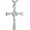 Collana con croce in acciaio inossidabile alla moda con zircone lucido, gioielli con collana a catena con ciondolo a forma di croce brillante